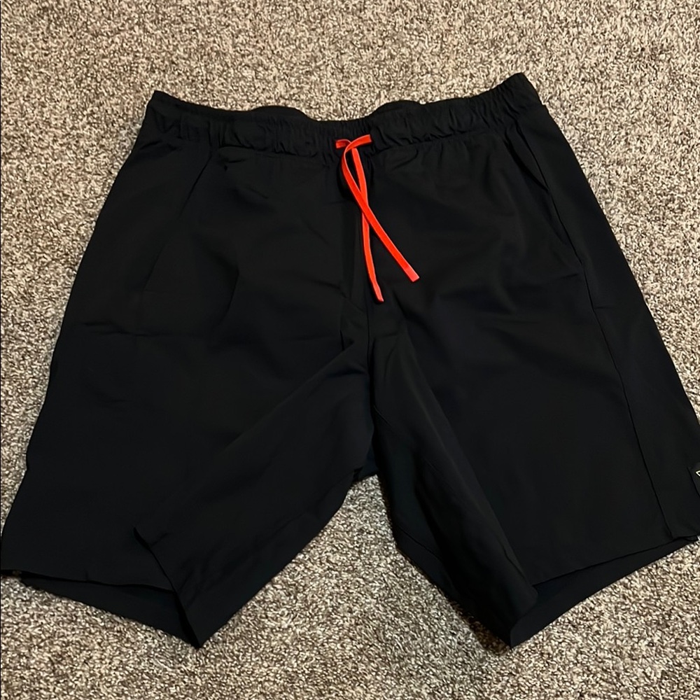 Men's Black Shorts with Red Drawstring
